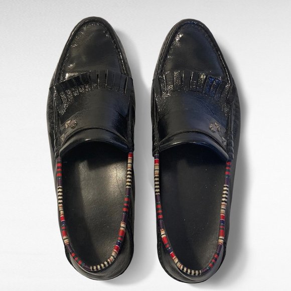 Gucci Mens Black Patent Leather Driver Moccasins with red stripe trim Size 11 main image 8